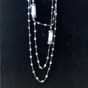 Opal/Sterling and Swarovski Neckace NWT